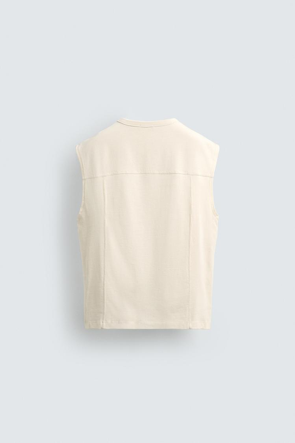 ZARA ФУТБОЛКА RELAXED FIT БЕЗ РУКАВОВ, ЭКРЮ