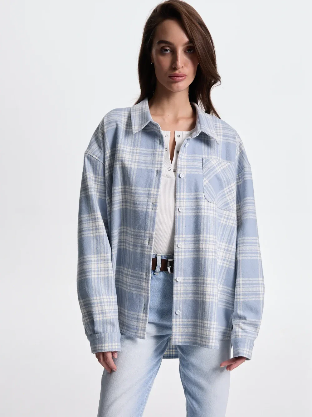 Рубашка в клетку, Голубая