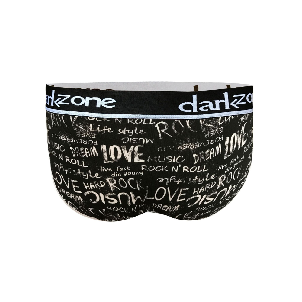 Черные мужские трусы-брифы с вырезом и надписями (Размер: XL) (Цвет: черный)