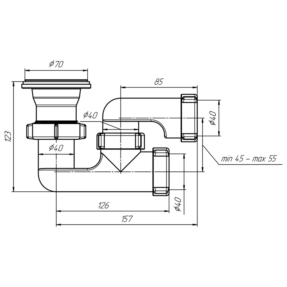 Сифон для душ.поддона 40*40 Ani регулируемый Е210 АНИ пласт