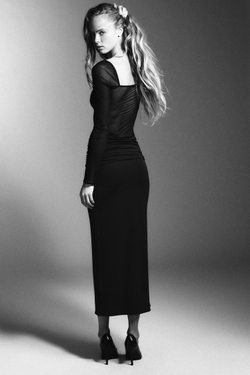 ZARA КОМБИНИРОВАННОЕ ПЛАТЬЕ СВОБОДНОГО КРОЯ, ЧЕРНЫЙ