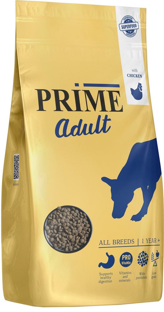 PRIME 15кг Adult Сухой корм для собак всех пород с 12мес Курица