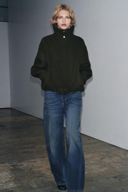 ZARA МИНИМАЛИСТИЧНАЯ КУРТКА-БОМБЕР С ШЕРСТЬЮ — ZW COLLECTION, ХАКИ