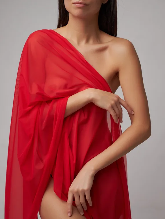 Сетка эластичная Lauma с эффектом голого тела, красный 100