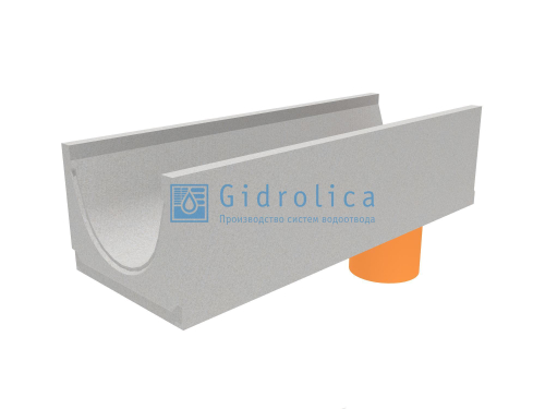 Лоток водоотводный бетонный с вертикальным водосливом коробчатый, с толщиной стенки 30 мм., без уклона (DN300мм), серия КUв 100.36,3, класс нагрузки C250, Gidrolica, Россия