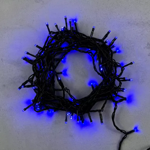 Светодиодная нить 100 синих LED ламп, 10 м., 24В., черный провод ПВХ, LTC (PST100-11-1B)