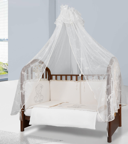 Арт.77700 Набор в детскую кроватку для новорожденных ТЕДДИ Мишки с соской, 6пр (вышивка)