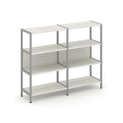 Shelf System Двухсекционный стеллаж трехярусный SN.STM-321 Дуб Наварра/Металл Серый 1590*400*1246