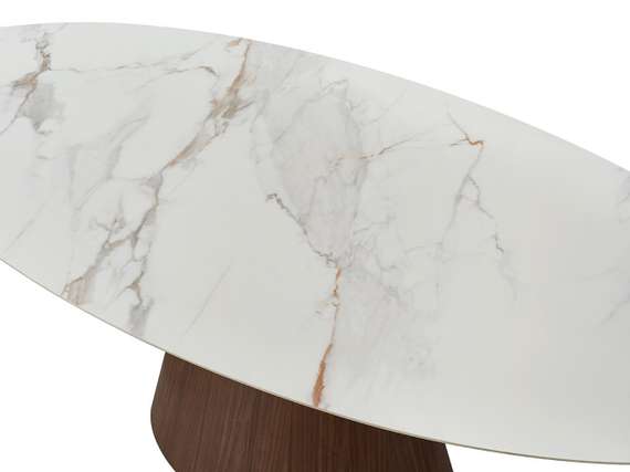 Стол овальный Ando 230х110 см, керамика Carrara, шпон ореха
