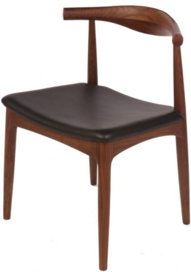 Стул деревянный Elbow орех, черная экокожа