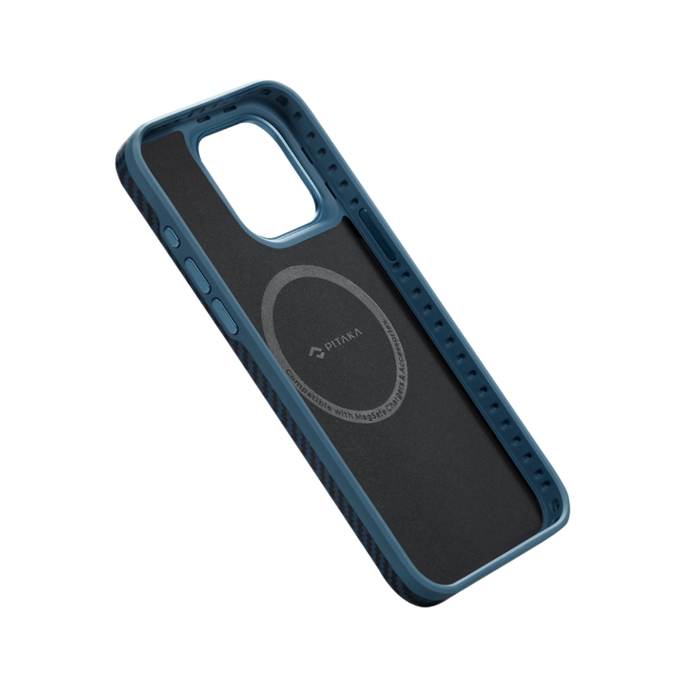 Противоударный чехол Pitaka MagEZ Pro 4 для iPhone 15 Pro 1500D Black/Blue (Twill)