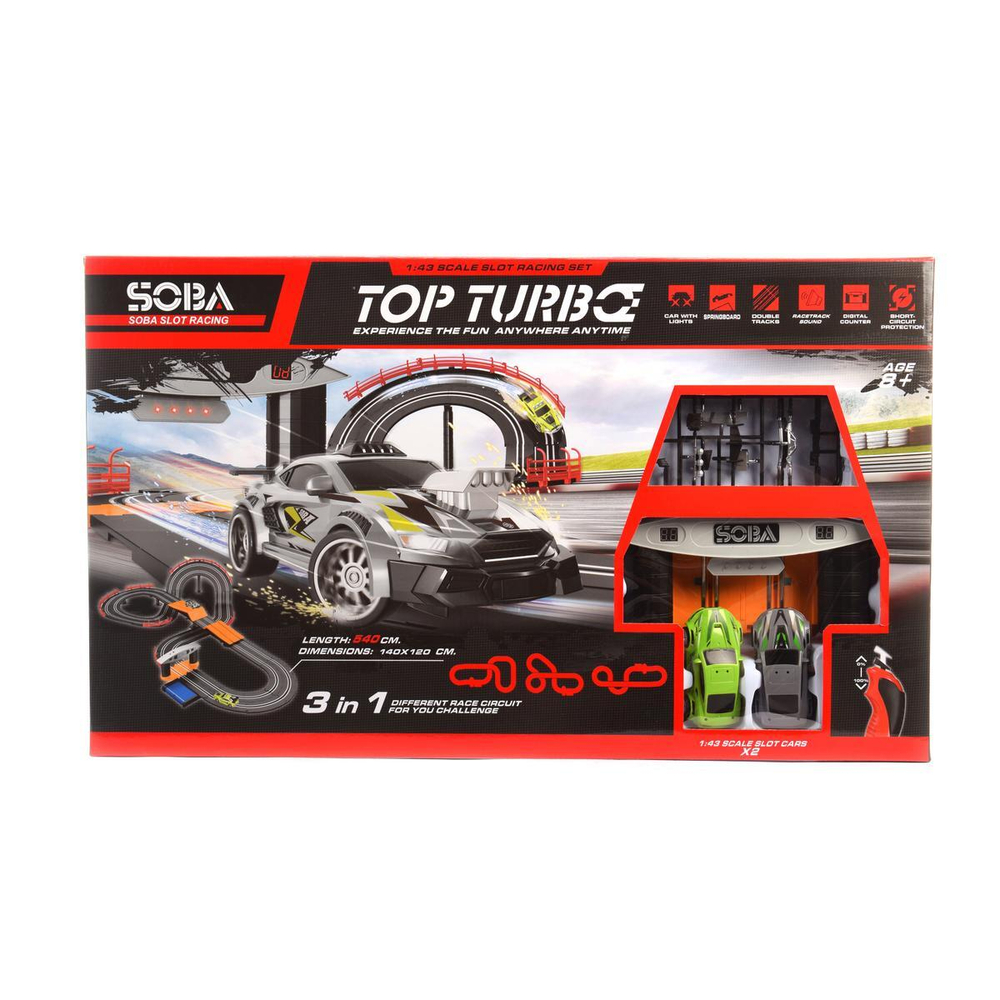 Автотрек на бат. +2машины, коробка A49-6B