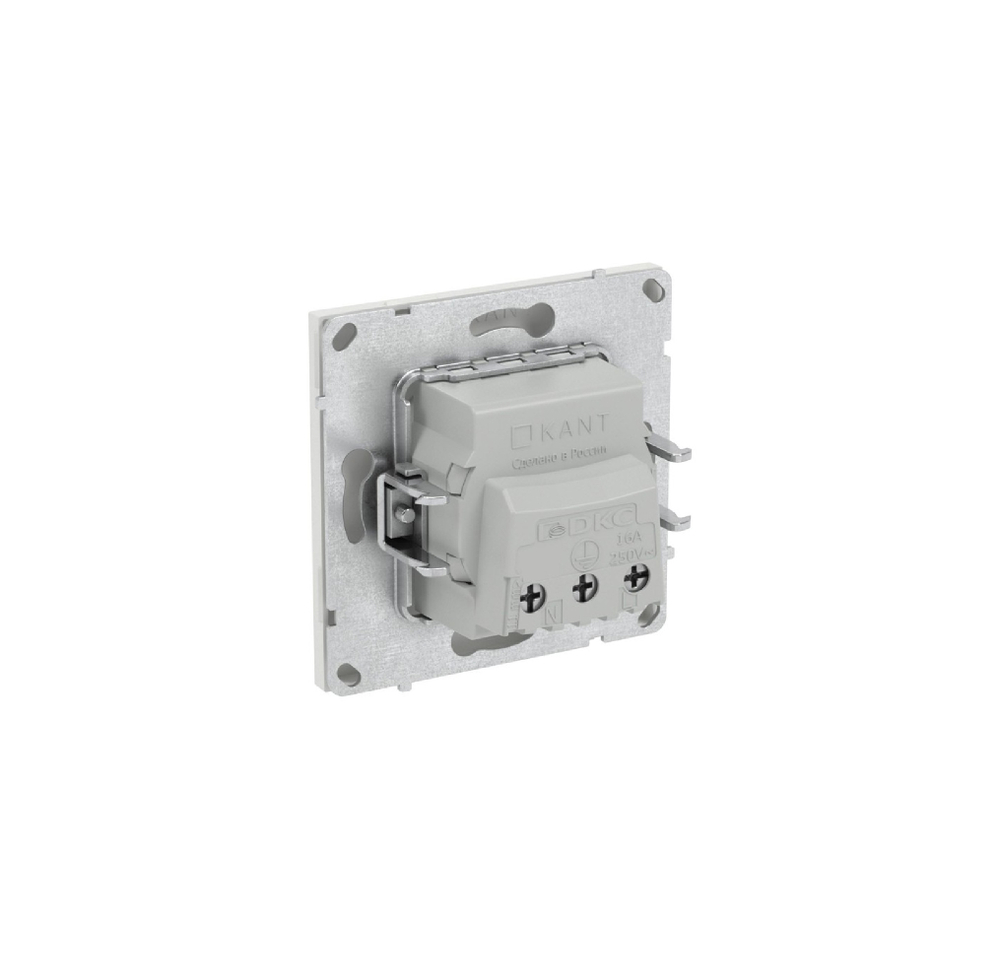 Розетка силовая, 2P+E, с з/ш, KANT, белый песок