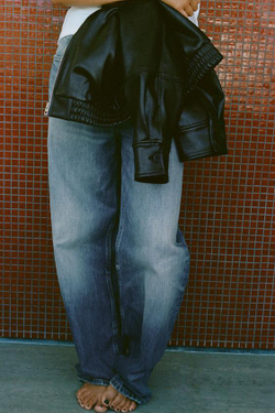 ZARA ДЖИНСЫ TRF RELAXED ОВЕРСАЙЗ С ВЫСОКОЙ ПОСАДКОЙ, СИНИЙ