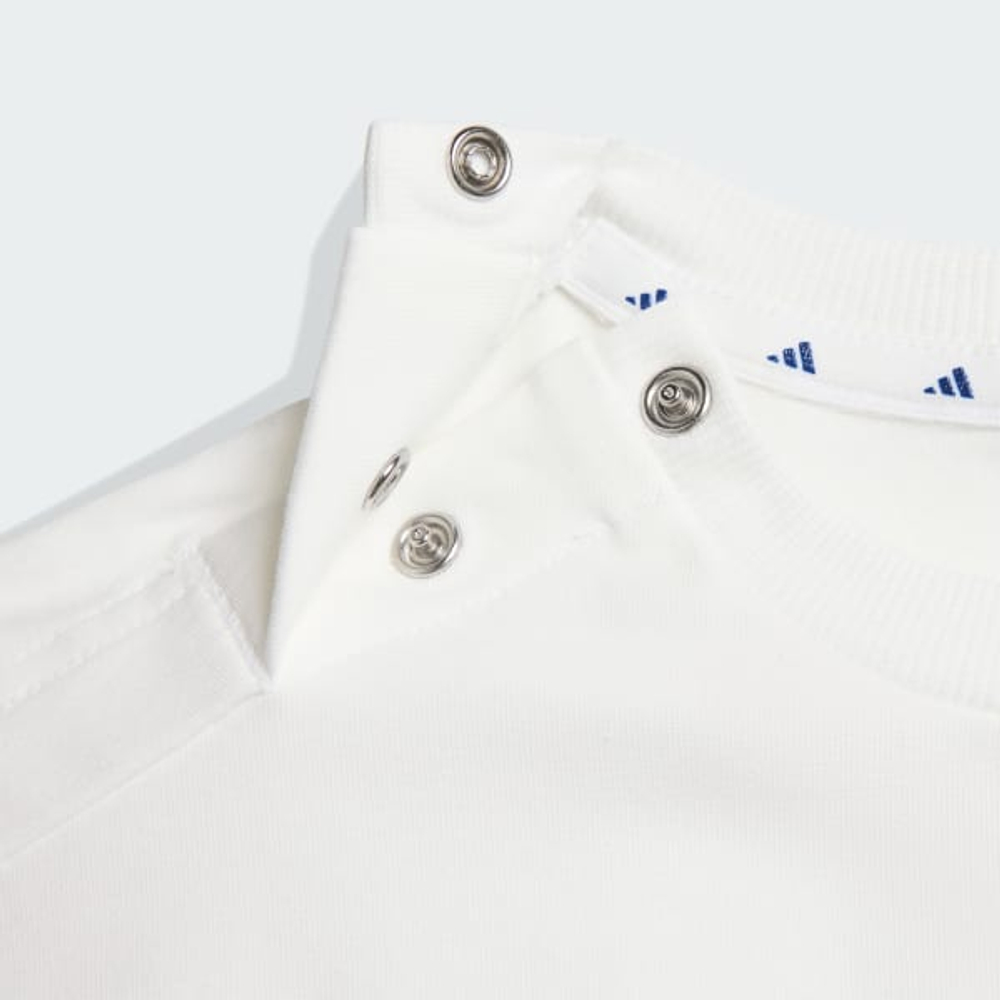 Adidas Комплект из футболки и шорт с принтом "Холодное сердце", белый/темно-синий