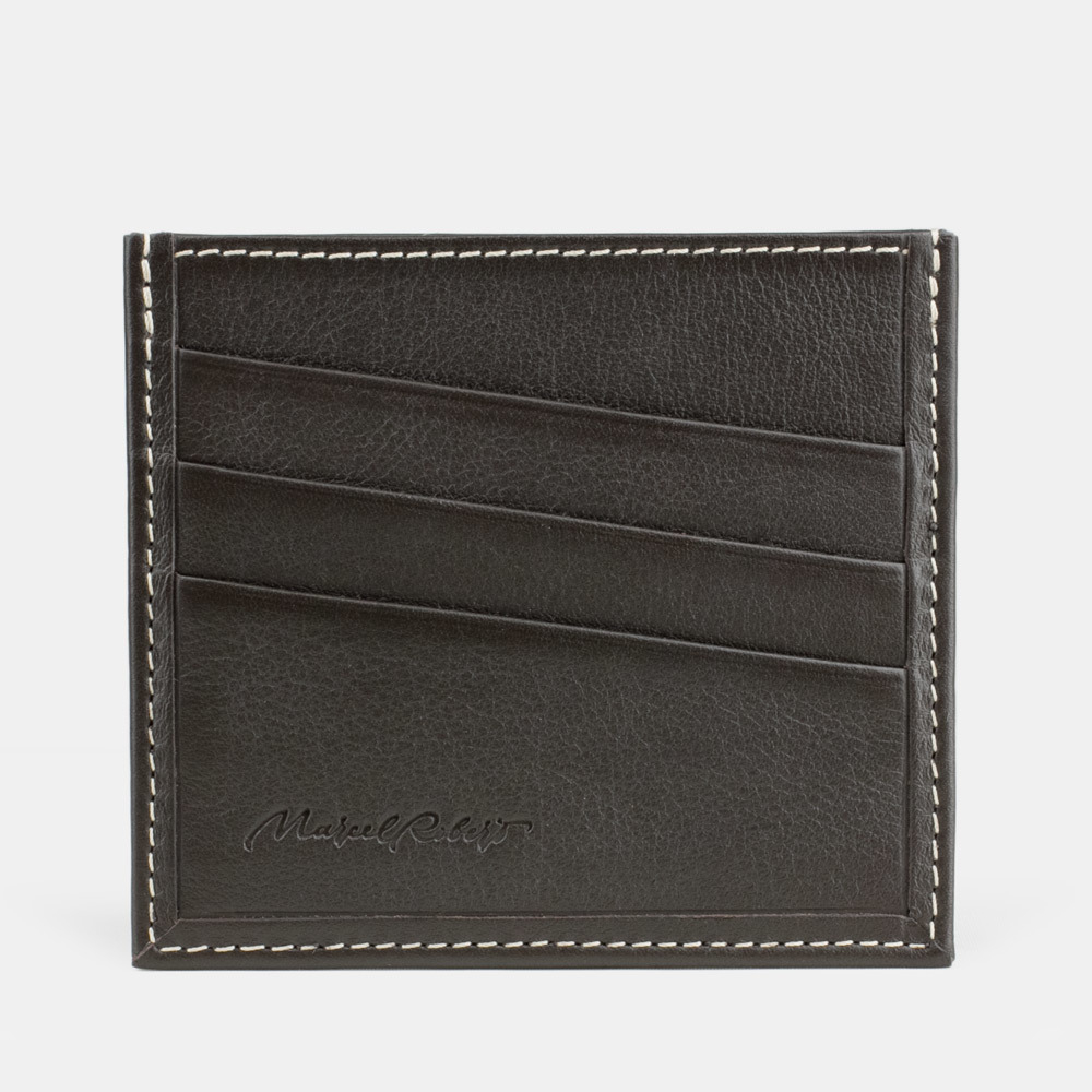 Картхолдер Carte из кожи теленка темно-коричневого цвета