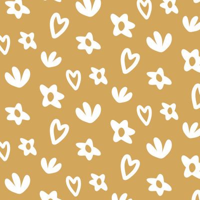 Buy kids fabric cute flowers mustard