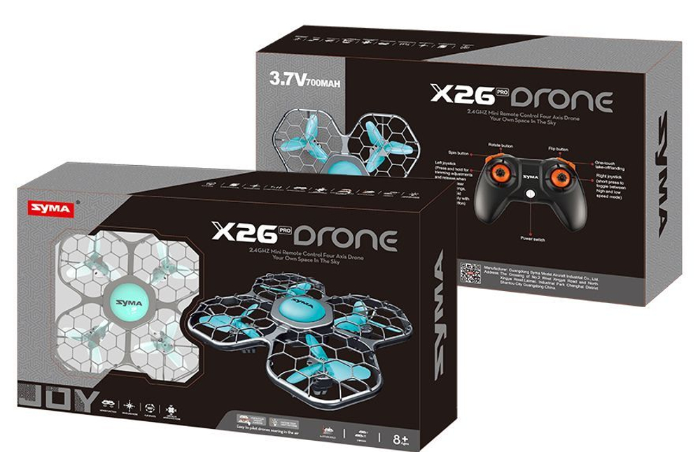 Квадрокоптер радиоуправляемый SYMA X26PRO , в защите от повреждений , обновленная модель x26, датчик препятствий, барометр