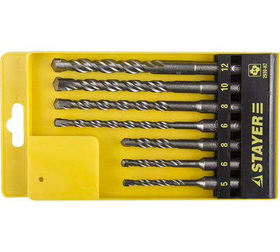 STAYER 7 шт: 5/6/8+R[-36]C:RCx110. 6/8/10/12х160 мм, набор SDS-plus буров, Professional (2930-H7)