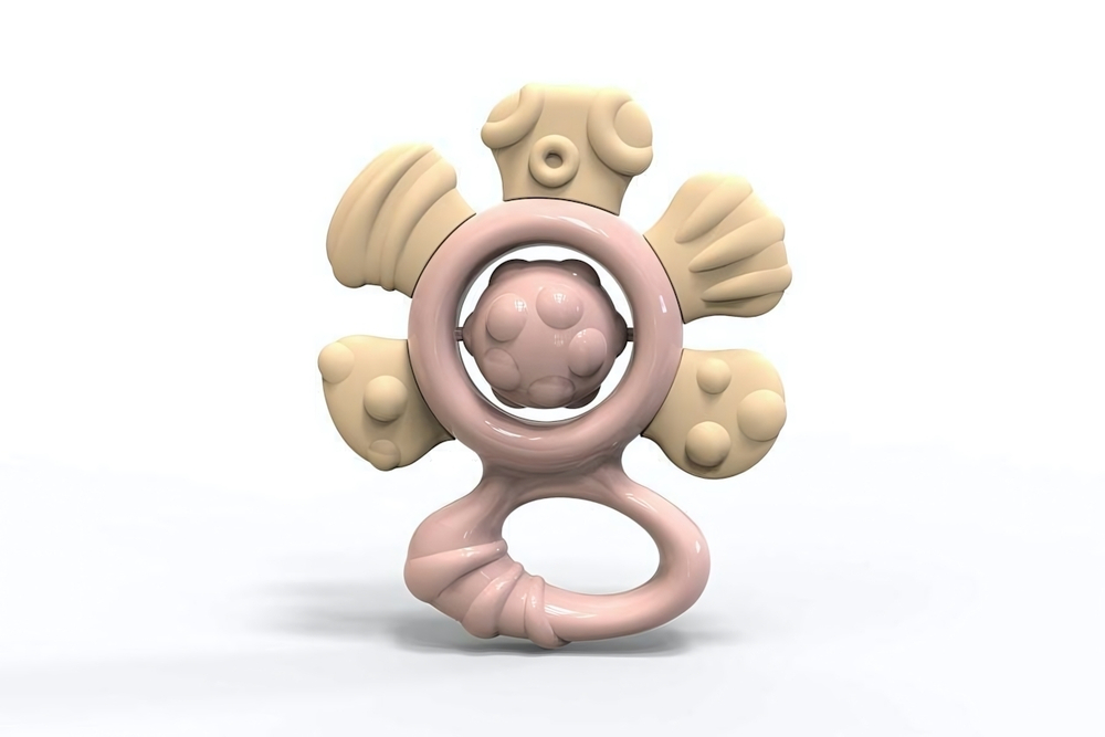 Погремушка "Цветочек" розовый пиерис Серия «Эстетика» блист. (Нордпласт)