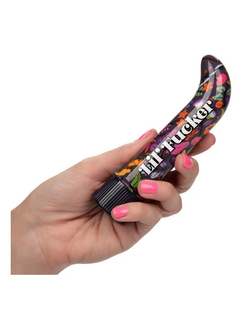 Черный мини-вибратор с цветочным принтом Lil Fucker Mini G-Spot Vibrator - 12,75 см.