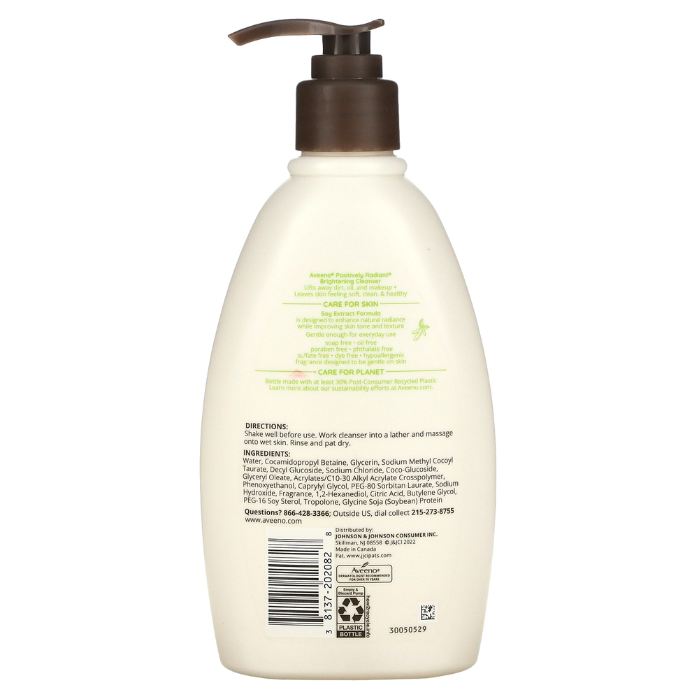 Aveeno, Positively Radiant, осветляющее очищающее средство, 325 мл (11 жидк. Унций)