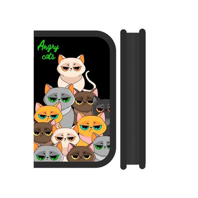 Пенал 1 секц. большой с откидной планкой 190/115 "Angry cats" (Пчёлка)