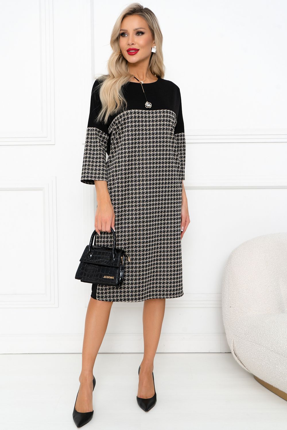 Платье Клариса (бежевый/черный) Р11-1140/6 Nikol (Акция)