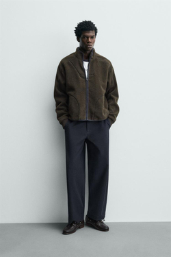 ZARA ТОЛСТОВКА ИЗ ИСКУССТВЕННОЙ ОВЧИНЫ НА МОЛНИИ, КОРИЧНЕВЫЙ