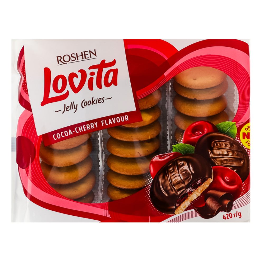 Печенье сдобное Roshen Lovita Какао-вишня 420 гр