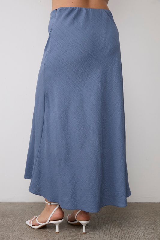 Юбка-миди из жатой вискозы, синий