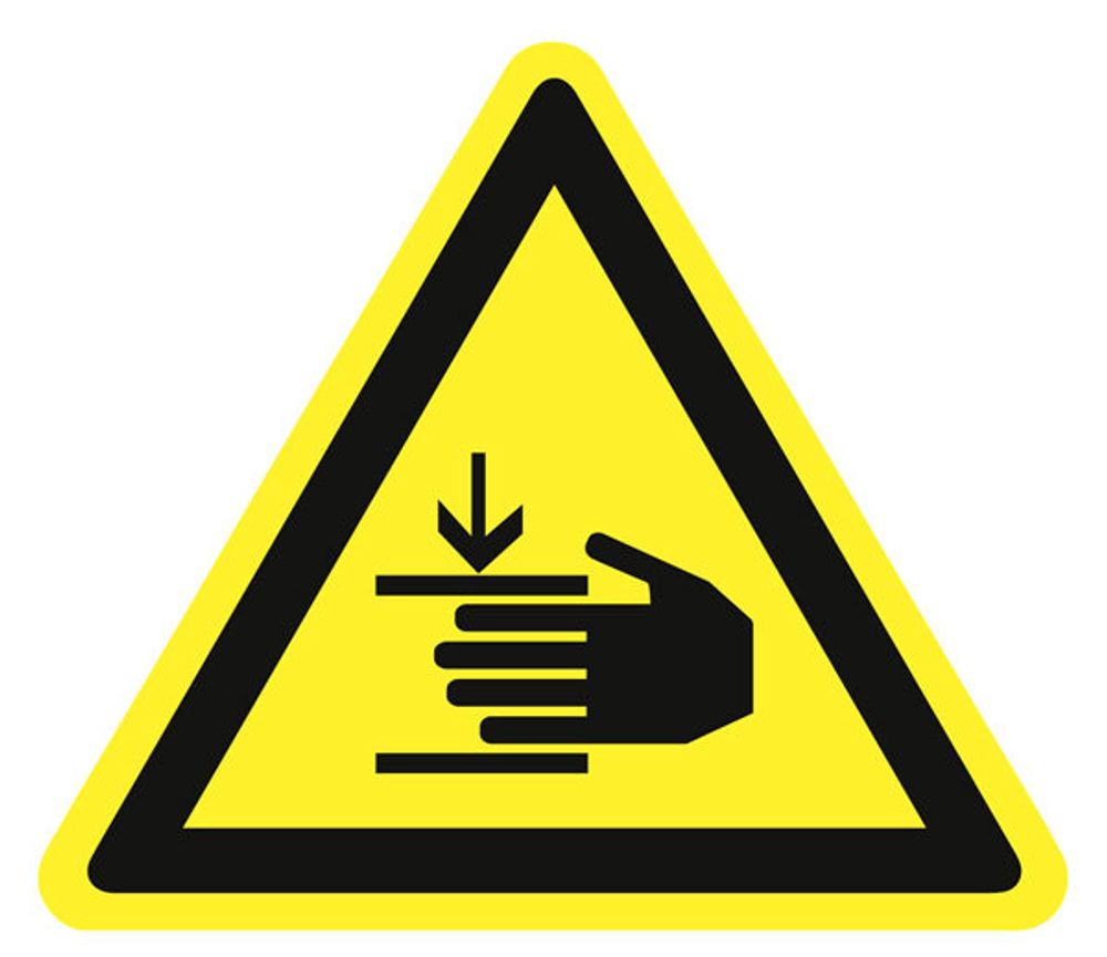 Знак на пластике W-27 &quot;Осторожно, возможно травмирование рук&quot;