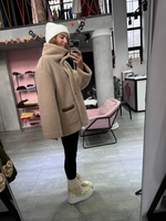 Двойная дубленка шоколадно-бежевая