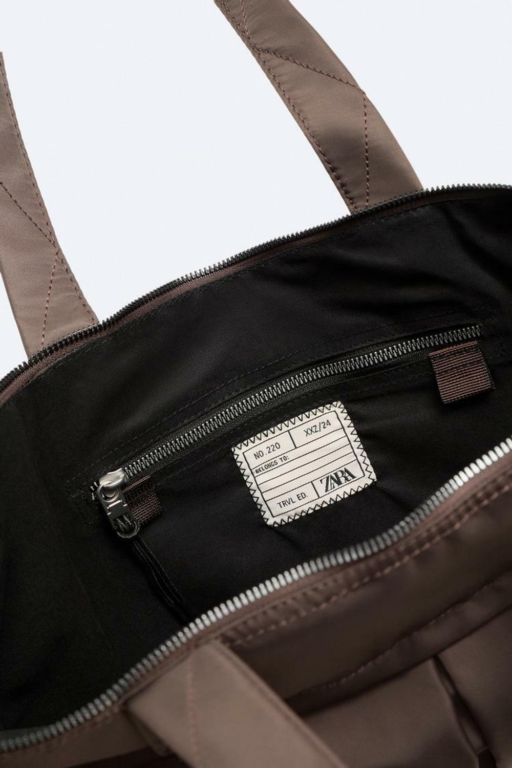 ZARA СУМКА ИЗ НЕЙЛОНА, КОРИЧНЕВЫЙ