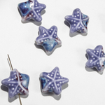 Бусина в форме морской звезды, 22*23,3мм, фиолетовая, глазурированный фарфор