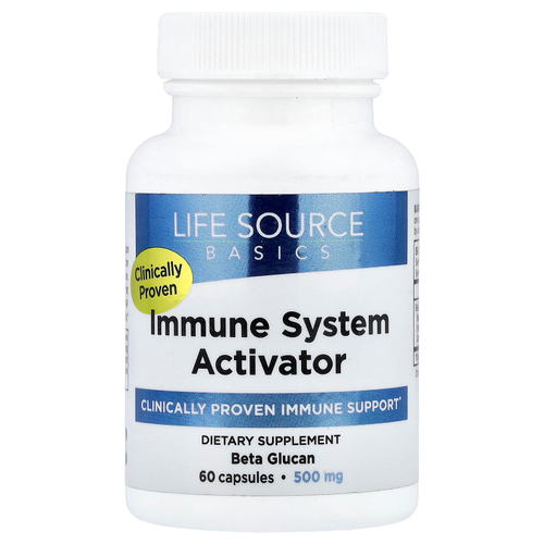 Life Source Basics (WGP Beta Glucan), Активатор иммунной системы, 500 мг, 60 капсул