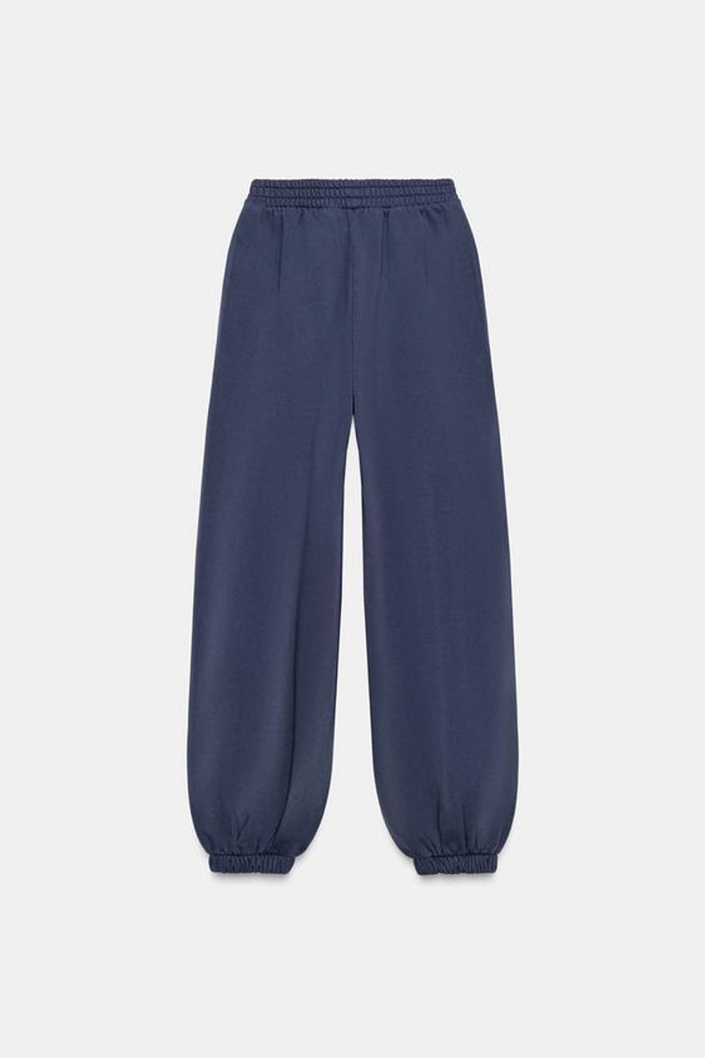 ZARA ДЖОГГЕРЫ ИЗ ТКАНИ С ЭФФЕКТОМ ПОТЕРТОСТИ С ЗАКЛЕПКАМИ, СИНИЙ