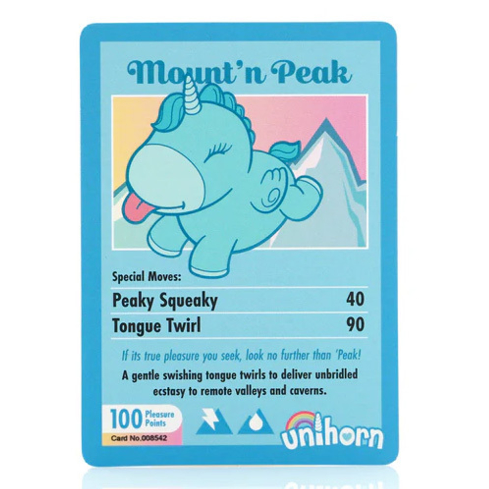 Голубой клиторальный вибромассажер 11см с подвижным язычком Острый Языкатый Unihorn Mount'n Peak UNIMP