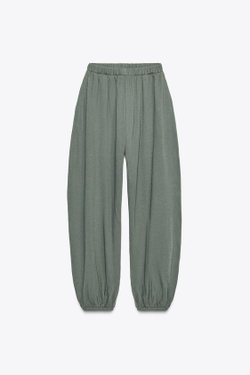 ZARA БРЮКИ-БАГГИ ИЗ ФЛИСА, ЗЕЛЕНЫЙ