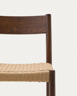 Analy Полубарный стул из массива дуба с отделкой под орех и сиденьем из веревки 65 см