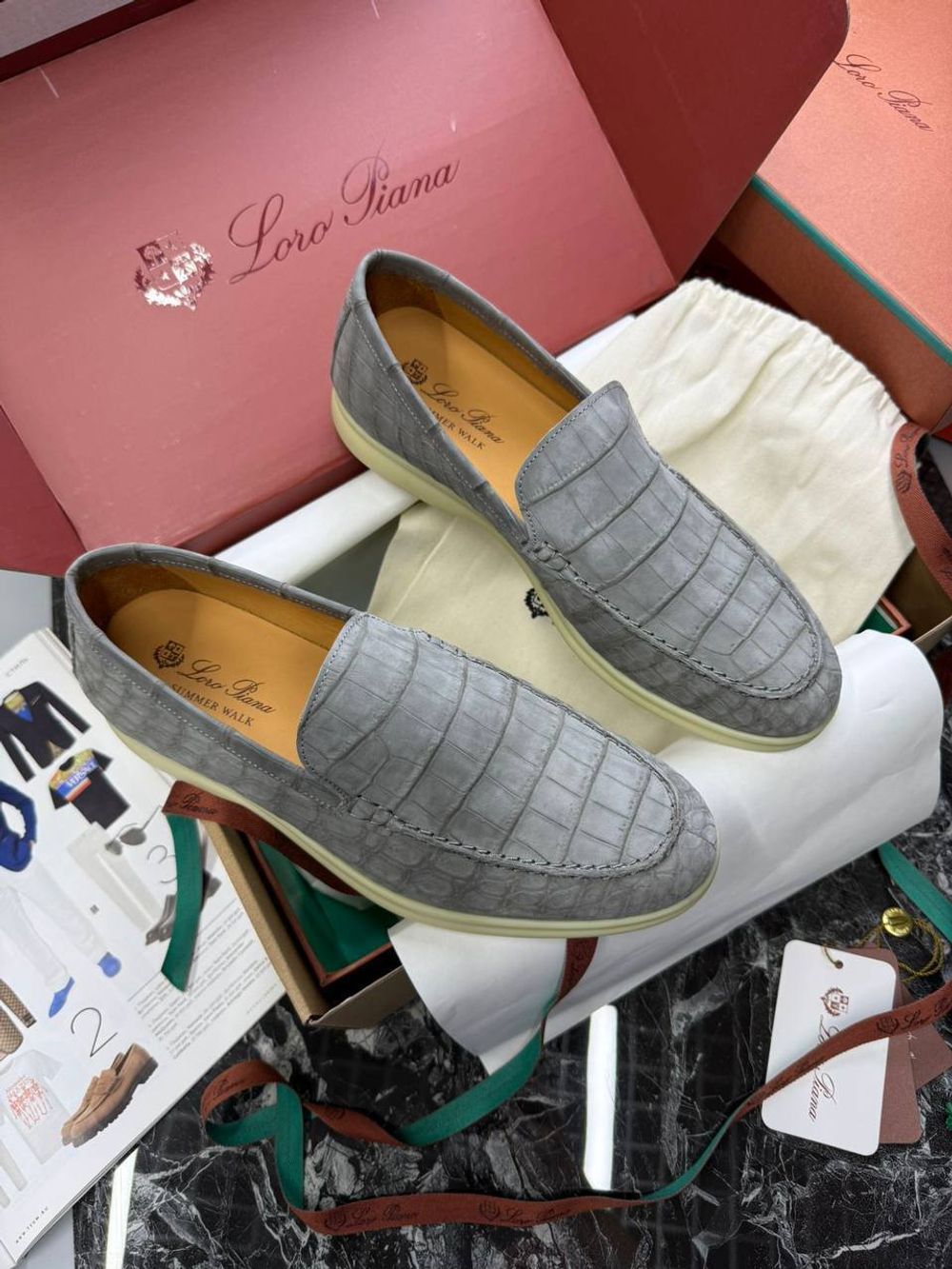 Лоферы Loro Piana кожи крокодила