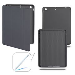 Чехол книжка-подставка Smart Case Pensil со слотом для стилуса для iPad Mini 1, 2, 3 (7.9") - 2012, 2013, 2014 (Темно-серый / Dark Grey)