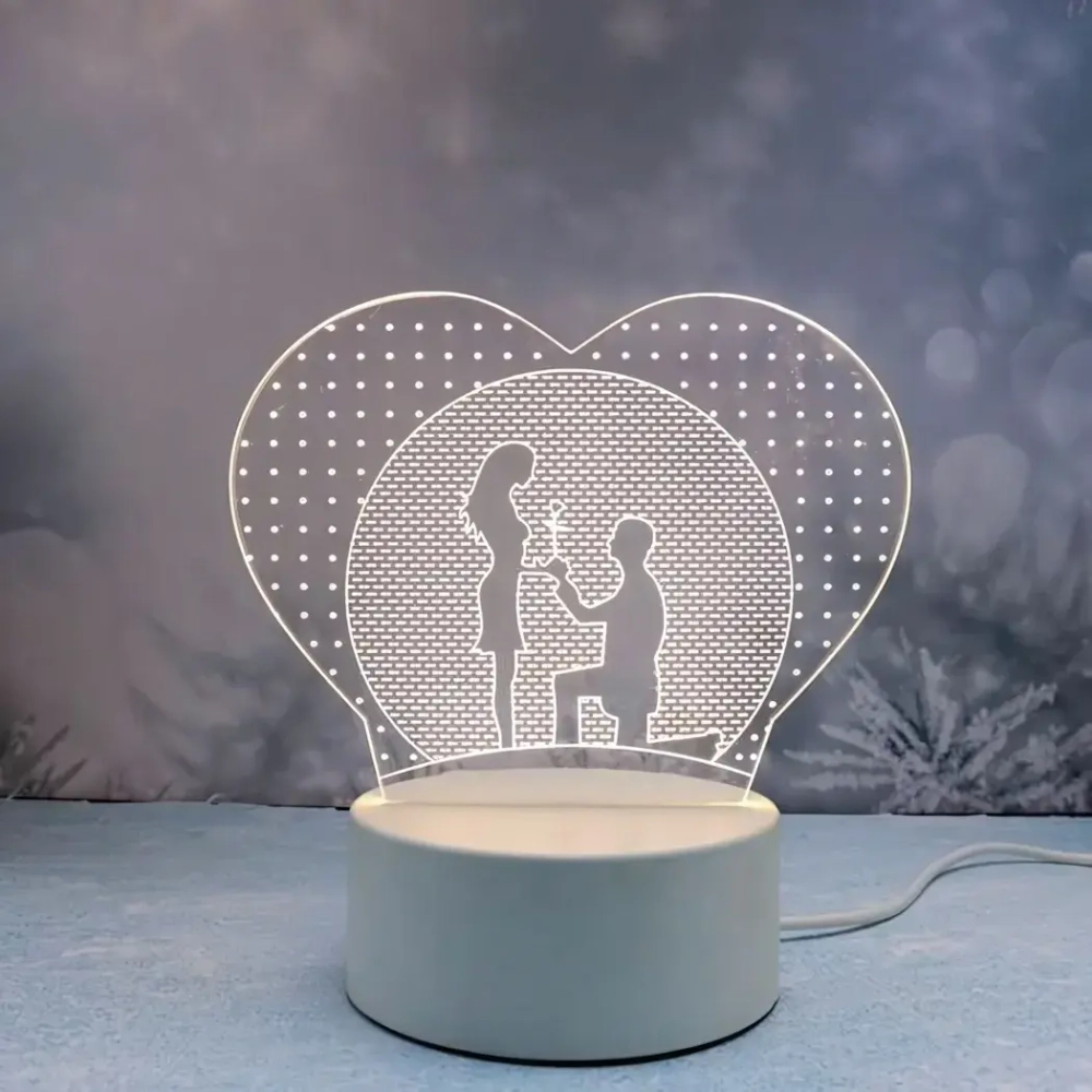 Светильник ночник «3D-Влюбленные» на пластиковой подставке, с включателем USB
