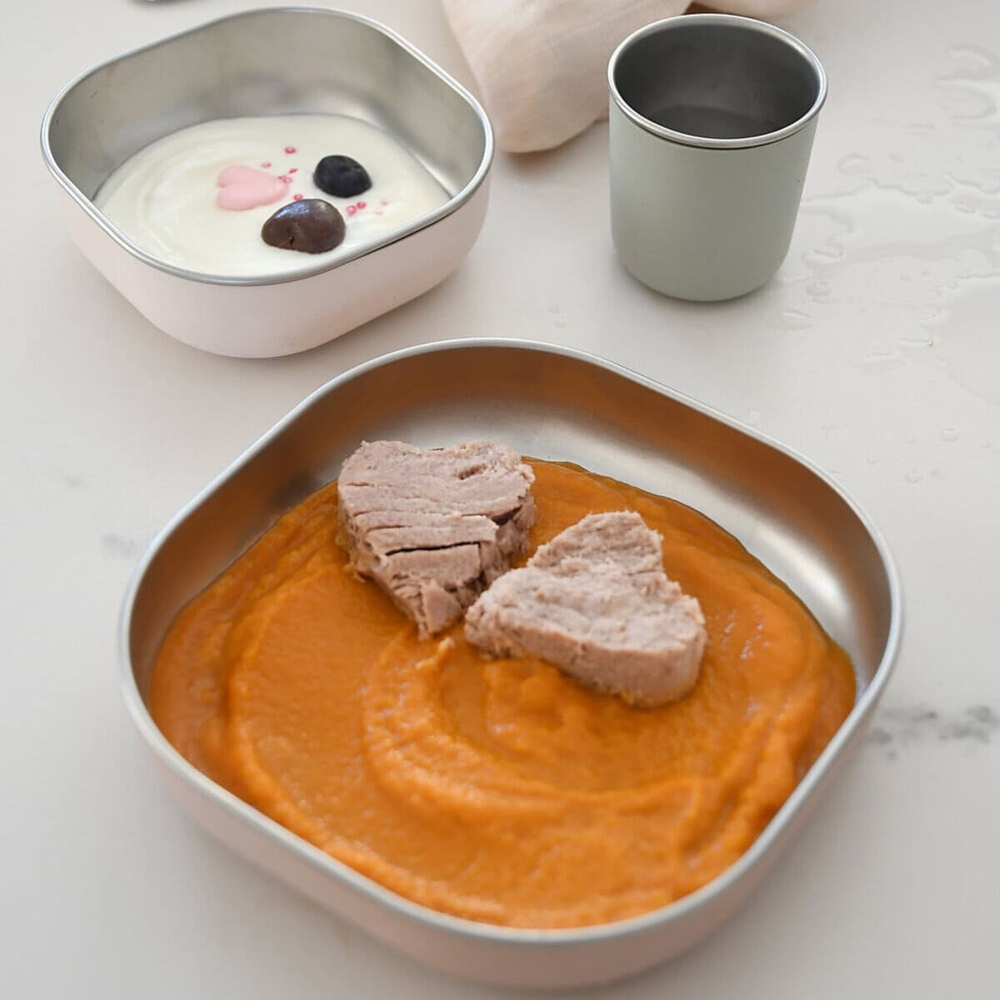 Набор детской посуды из нержавеющей стали BEABA розовый