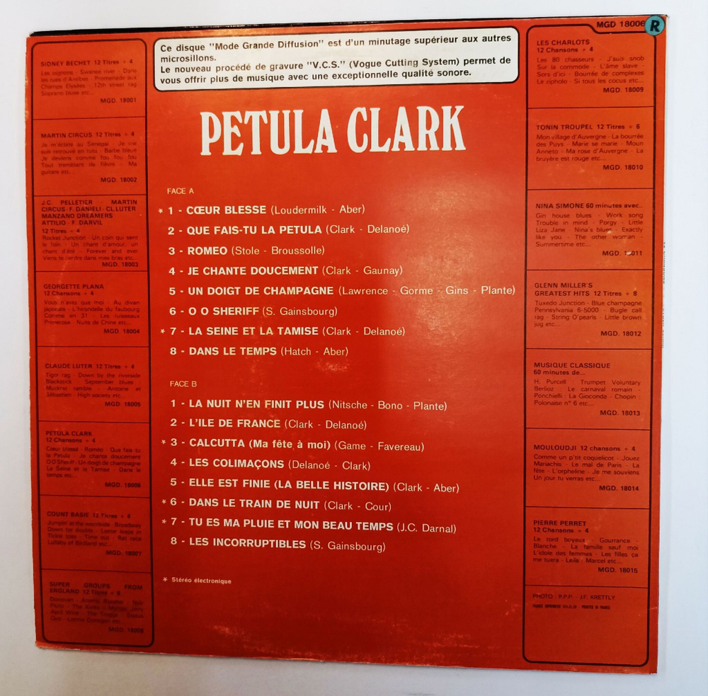 Винтажная виниловая пластинка LP Petula Clark 12 Chansons 4 (France 1974)