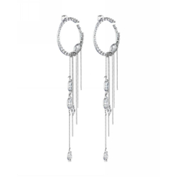 Серьги в форме круга с подвеской и цепочками