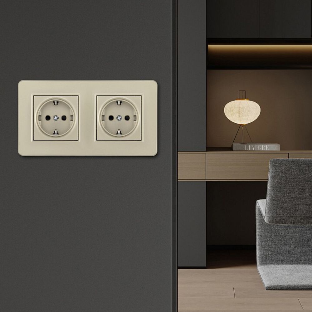 Розетка с заземлением и со шторкой Arte Milano SET16-2 SET16-2-40-1x2 shampan