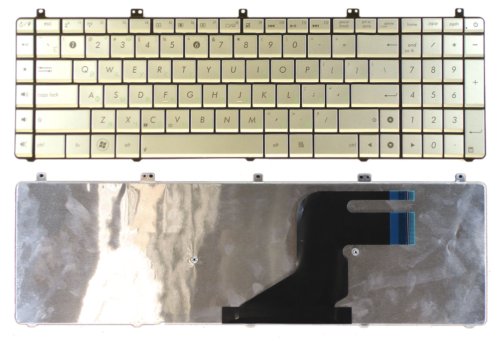 Клавиатура для ноутбука Asus N55 N55S N75 N75S серебристая