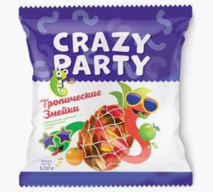 МАРМЕЛАД CRAZY PARTY ТРОПИЧЕСКИЕ ЗМЕЙКИ 70ГР
