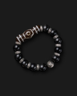 Дзи 3 глаза в браслете из черного соколиного глаза